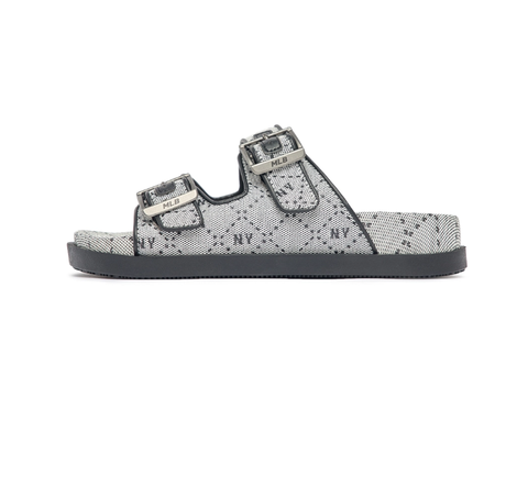 Dép MLB Double Slide Jacquard Diamond Monogram NY XÁM - 3ALPCTM33-50BKS