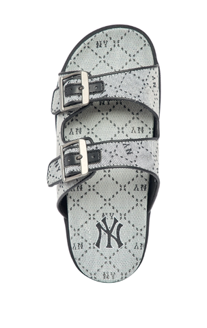 Dép MLB Double Slide Jacquard Diamond Monogram NY XÁM - 3ALPCTM33-50BKS