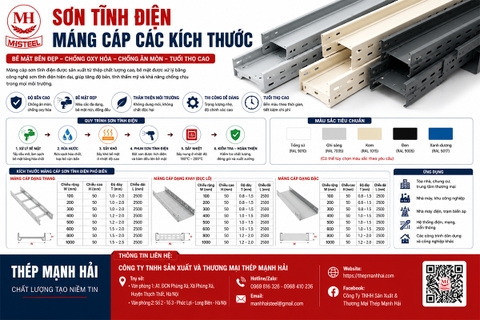 Sơn tĩnh điện máng cáp các kích thước: Chi tiết báo giá
