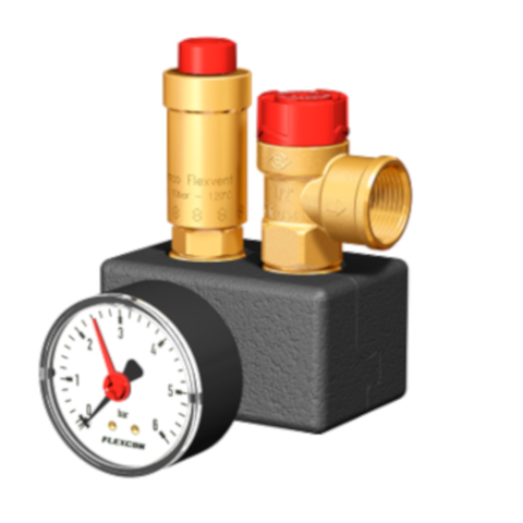 Cụm van an toàn, van xả khí đồng hồ đo áp suất kèm bọc bảo ôn KSG Ecoplus