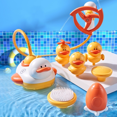 Bộ đồ chơi nhà tắm vịt phun nước tự động 7 trong 1 kèm vòi hoa sen cho bé đồ chơi nước xoay phun nước bồn tắm cho trẻ em