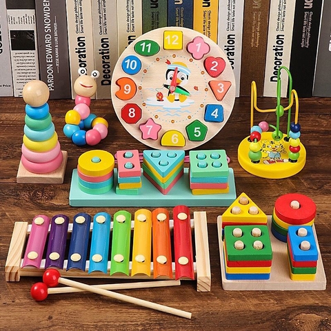 Bộ 6 món đồ chơi gỗ montessori thông minh phát triển trí tuệ cho bé combo 6 đồ chơi gỗ thông an toàn loại 1 TOYLIFE