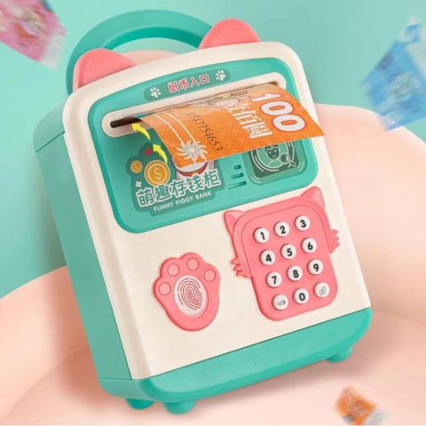 Két đựng tiền mini thông minh có mật khẩu vân tay nhận dạng khuôn mặt cho bé két sắt mini ống đựng tiền tiết kiệm trẻ em