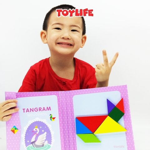 Sách xếp hình gỗ tangram kèm nam châm cho bé, đồ chơi sách ghép hình gỗ cho trẻ 1 2 3 4 5 6 7 8 tuổi TOYLIFE