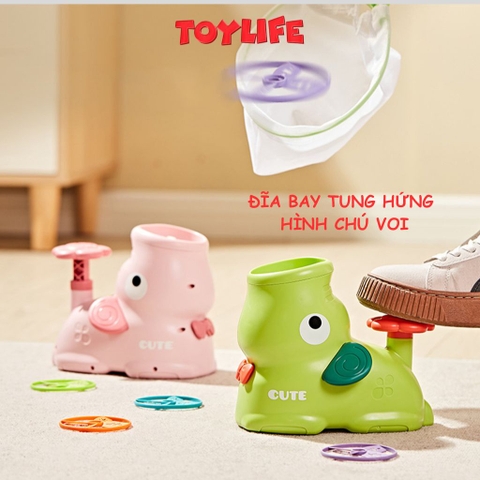 Đồ chơi tung hứng đĩa bay ufo, đồ chơi đĩa bay, frisbee hình chú voi con, đồ chơi vận động cho bé TOYLIFE