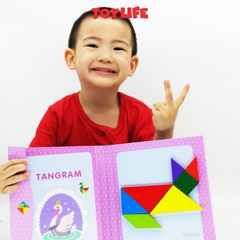Sách xếp hình gỗ tangram kèm nam châm cho bé, đồ chơi sách ghép hình gỗ cho trẻ 1 2 3 4 5 6 7 8 tuổi TOYLIFE