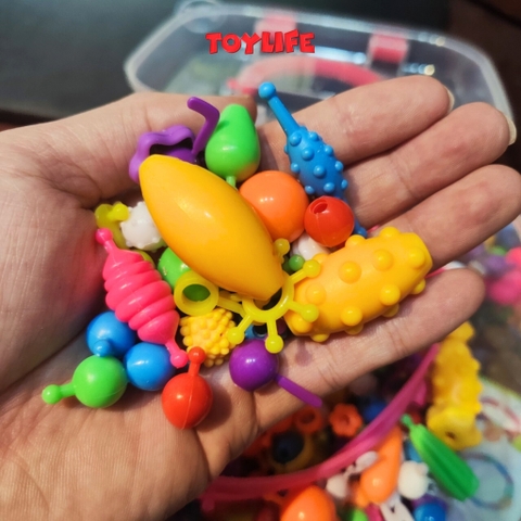 Bộ xâu hạt lắp ghép trang sức vòng cổ, vòng tay, dây chuyền, bờm, nhẫn 620 chi tiết cho bé gái, đồ chơi tự làm handmade