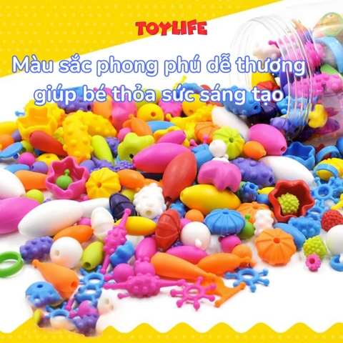 Bộ xâu hạt lắp ghép trang sức vòng cổ, vòng tay, dây chuyền, bờm, nhẫn 620 chi tiết cho bé gái, đồ chơi tự làm handmade