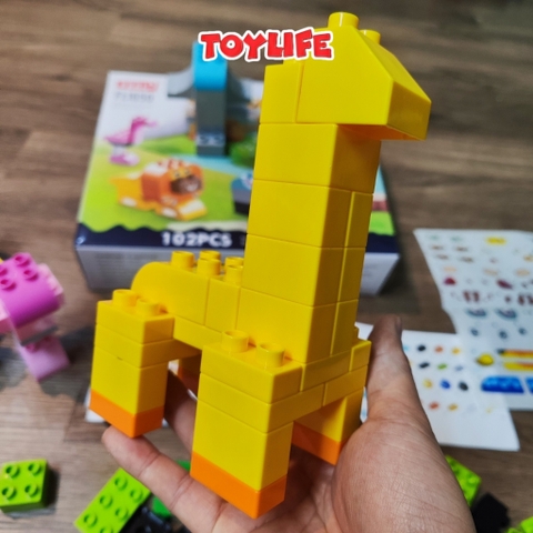 Bộ đồ chơi xếp hình động vật size lớn 102 chi tiết cho bé đồ chơi ghép hình thông minh cho trẻ thỏa sức sáng tạo TOYLIFE