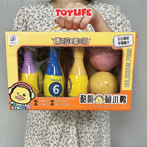 Bộ đồ chơi bowling ném bóng mini 2 bóng 6 ống cho bé trò chơi boling lăn bóng vận động an toàn cho trẻ TOYLIFE