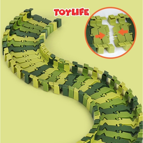 Bộ xếp hình đường ray khủng long 240 chi tiết cho bé đồ chơi lắp ghép đường đua ô tô khủng long thông minh TOYLIFE
