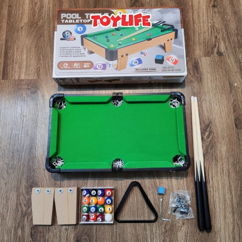 Bàn bi a mini cớ lớn bằng gỗ tằng kèm 2 gậy cho bé bàn bida mini trẻ em đồ chơi bi a to billiard snooker TOYLIFE