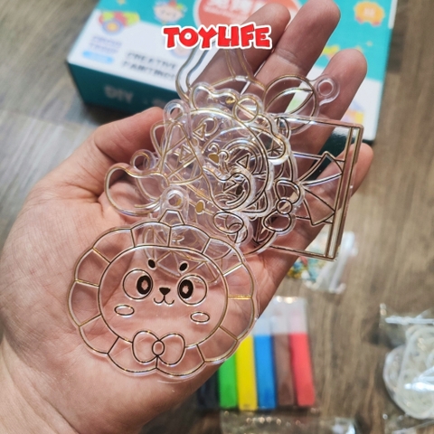 Đồ chơi thủ công tô màu tự làm móc khóa DIY bút màu keo cho bé đồ chơi handmade tự làm mặt dây chuyền bằng bút sơn nước