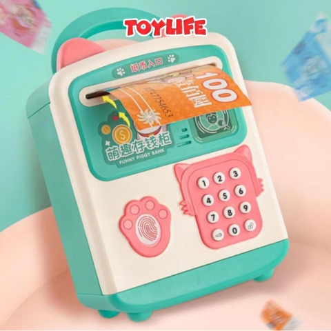 Két đựng tiền mini thông minh có mật khẩu vân tay nhận dạng khuôn mặt cho bé két sắt mini ống đựng tiền tiết kiệm trẻ em