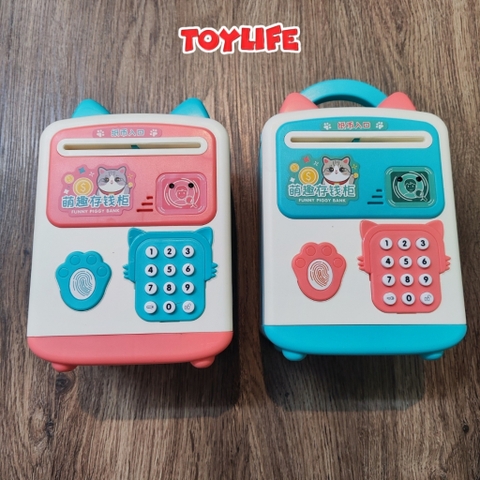Két đựng tiền mini thông minh có mật khẩu vân tay nhận dạng khuôn mặt cho bé két sắt mini ống đựng tiền tiết kiệm trẻ em