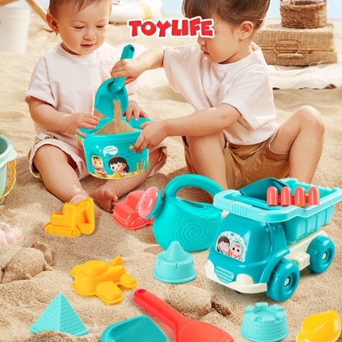 Đồ chơi xúc cát bãi biển size to 18 chi tiết cao cấp cho bé bộ xúc cát đồ chơi đi biển kèm xô nước bình tưới trẻ em