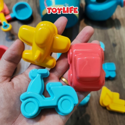 Đồ chơi xúc cát bãi biển size to 18 chi tiết cao cấp cho bé bộ xúc cát đồ chơi đi biển kèm xô nước bình tưới trẻ em