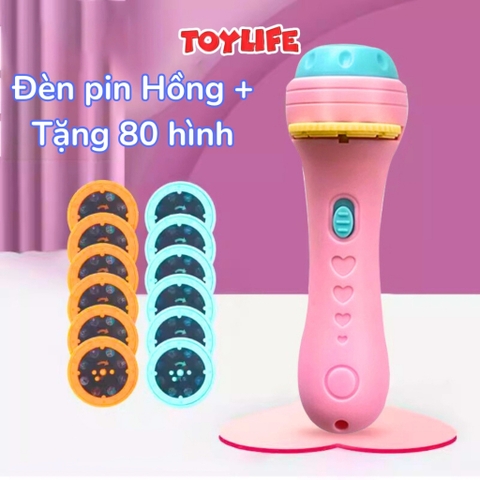 Đèn pin chiếu hình tặng kèm 80 hình và pin cho bé đồ chơi máy chiếu hình ảnh nhiều chủ đề thông minh trẻ em TOYLIFE