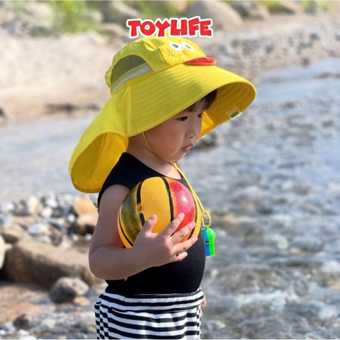 Mũ chống nắng vành rộng mùa hè dễ thương tặng kèm còi cho bé mũ che nắng vành lớn chống tia cực tím trẻ em TOYLIFE
