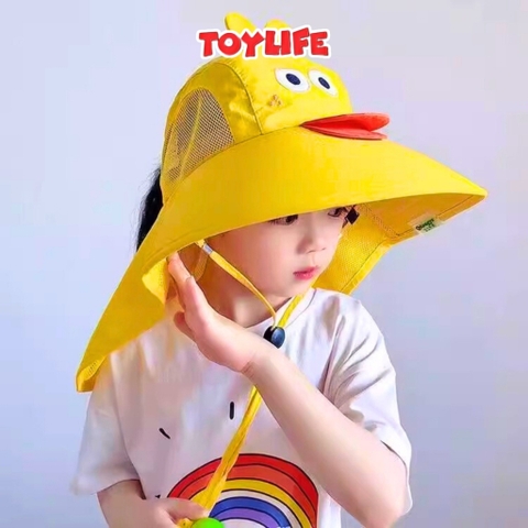 Mũ chống nắng vành rộng mùa hè dễ thương tặng kèm còi cho bé mũ che nắng vành lớn chống tia cực tím trẻ em TOYLIFE
