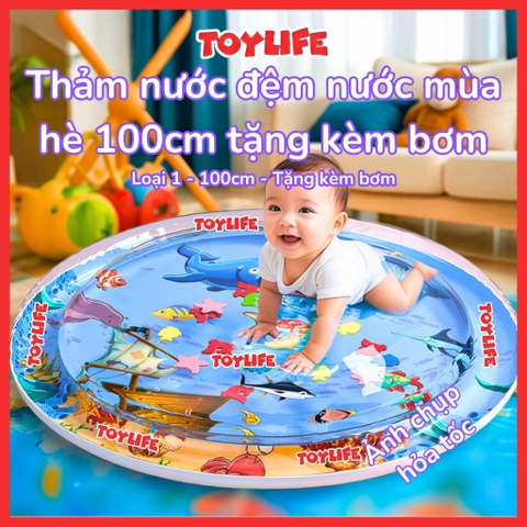 Thảm nước đệm nước mùa hè 100cm tặng kèm bơm cho bé nệm nước mát lạnh thảm đệm nước đại dương trẻ em TOYLIFE