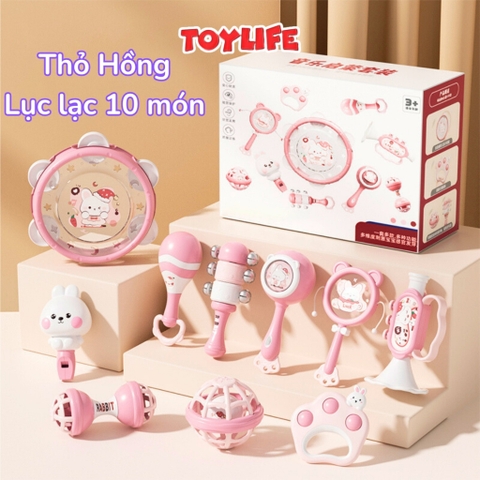 Đồ chơi lục lạc gặm nướu cầm tay 10 món an toàn cho bé xúc xắc gặm nướu cao cấp sơ sinh phát triển giác quan TOYLIFE