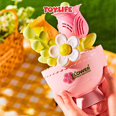 Máy thổi bong bóng xà phòng tự động hình bó hoa tặng kèm pin bông hoa phun bong bóng máy bắn bong bóng có đèn TOYLIFE