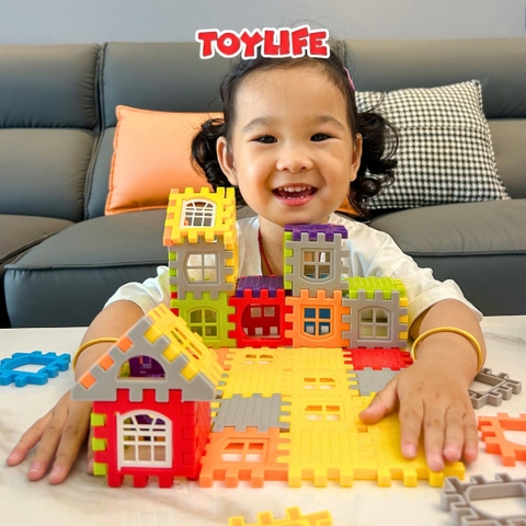 Đồ chơi xếp hình xây dựng ngôi nhà thông minh loại to cho bé bộ lắp ghép xây nhà DIY 150 chi tiết trẻ em TOYLIFE
