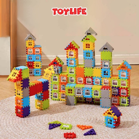 Đồ chơi xếp hình xây dựng ngôi nhà thông minh loại to cho bé bộ lắp ghép xây nhà DIY 150 chi tiết trẻ em TOYLIFE