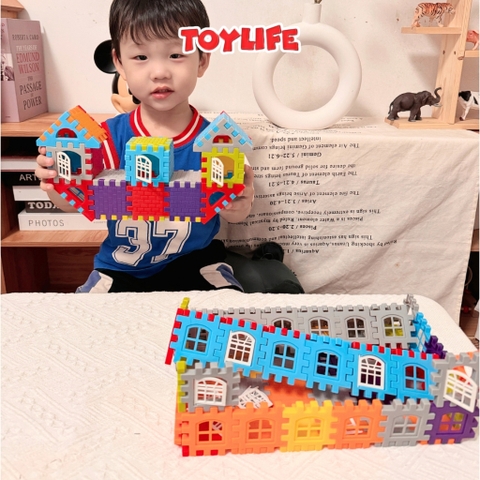 Đồ chơi xếp hình xây dựng ngôi nhà thông minh loại to cho bé bộ lắp ghép xây nhà DIY 150 chi tiết trẻ em TOYLIFE