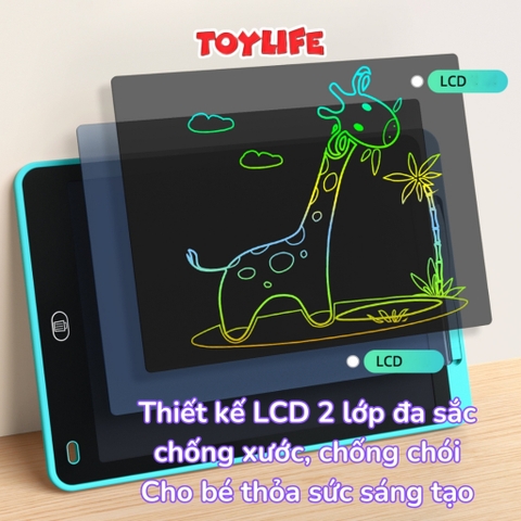 Bảng vẽ điện tử tự xóa thông minh màn hình LCD đa sắc 12 inch cho bé bảng vẽ lcd size lớn bảng viết điện tử TOYLIFE