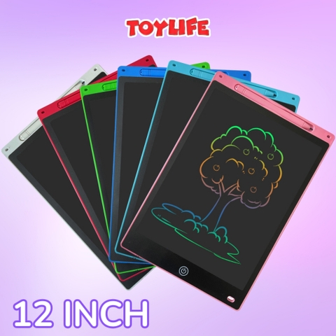 Bảng vẽ điện tử tự xóa thông minh màn hình LCD đa sắc 12 inch cho bé bảng vẽ lcd size lớn bảng viết điện tử TOYLIFE