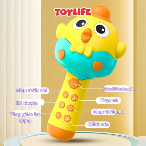 Mic hát karaoke bluetooth không dây kèm sạc cao cấp cho bé micro không dây livestream mini máy phát nhạc trẻ em TOYLIFE