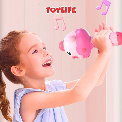 Mic hát karaoke bluetooth không dây kèm sạc cao cấp cho bé micro không dây livestream mini máy phát nhạc trẻ em TOYLIFE