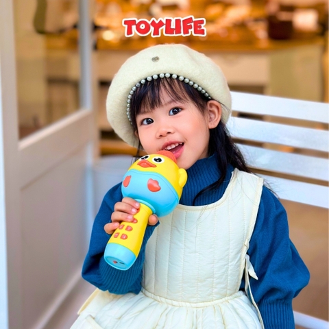 Mic hát karaoke bluetooth không dây kèm sạc cao cấp cho bé micro không dây livestream mini máy phát nhạc trẻ em TOYLIFE