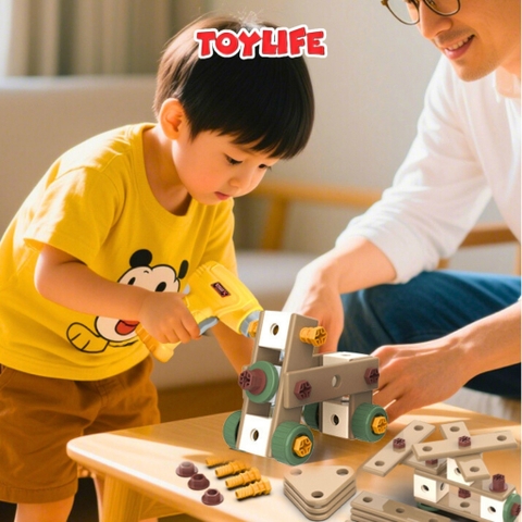 Bộ đồ chơi kỹ sư lắp ráp DIY kèm khoan điện thế hệ mới đồ chơi kỹ thuật vặn ốc vít hộp dụng cụ sửa chữa tháo lắp TOYLIFE