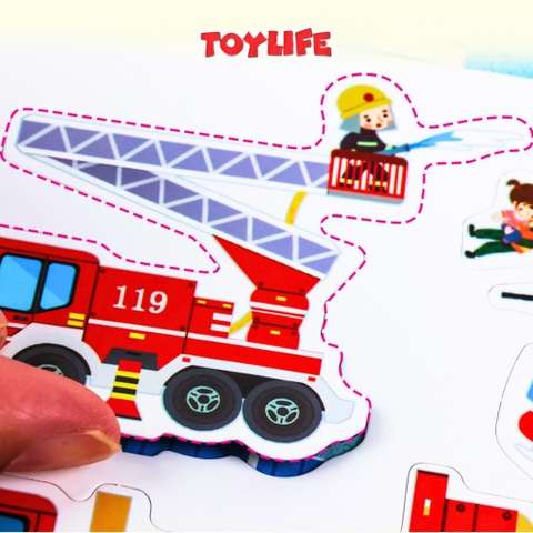 Đồ chơi tranh dán nam châm từ tính theo chủ đề thông minh cho bé bộ bóc dán sticker nam châm công trường cứu hộ