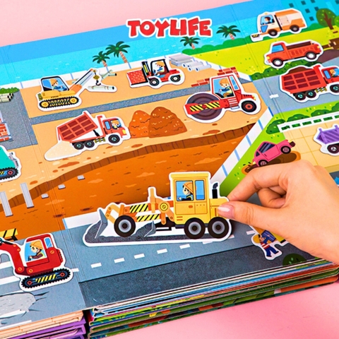 Đồ chơi tranh dán nam châm từ tính theo chủ đề thông minh cho bé bộ bóc dán sticker nam châm công trường cứu hộ