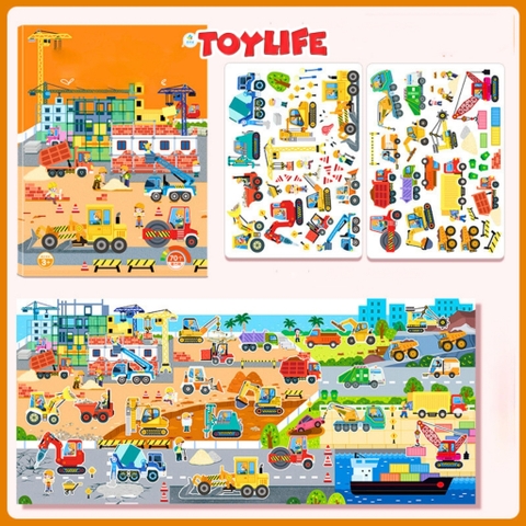 Đồ chơi tranh dán nam châm từ tính theo chủ đề thông minh cho bé bộ bóc dán sticker nam châm công trường cứu hộ