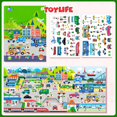 Đồ chơi tranh dán nam châm từ tính theo chủ đề thông minh cho bé bộ bóc dán sticker nam châm công trường cứu hộ