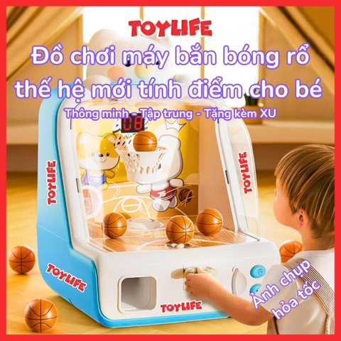 Đồ chơi máy bắn bóng rổ thế hệ mới tính điểm cho bé máy ném bóng rổ tặng kèm xu máy chơi bóng rổ có đèn nhạc TOYLIFE
