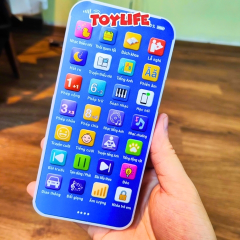 Đồ chơi điện thoại thông minh tiếng việt có đèn nhạc tặng kèm sạc cho bé điện thoại di động mô hình giáo dục TOYLIFE