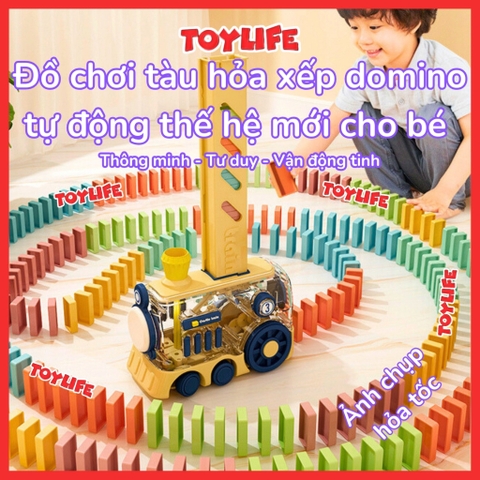 Đồ chơi tàu hỏa xếp domino tự động thế hệ mới cho bé xếp domino xe điện có đèn nhạc xe lửa domino TOYLIFE