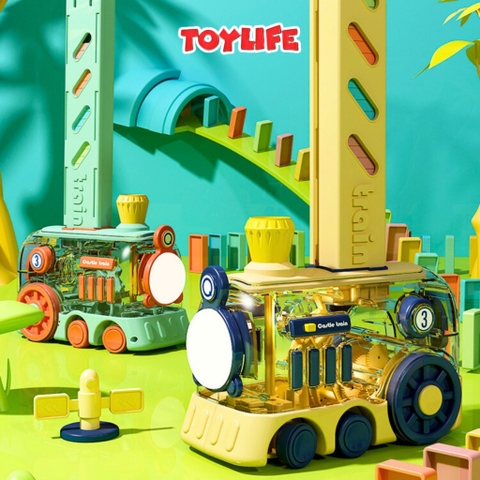 Đồ chơi tàu hỏa xếp domino tự động thế hệ mới cho bé xếp domino xe điện có đèn nhạc xe lửa domino TOYLIFE