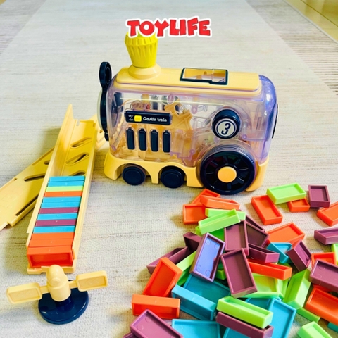 Đồ chơi tàu hỏa xếp domino tự động thế hệ mới cho bé xếp domino xe điện có đèn nhạc xe lửa domino TOYLIFE