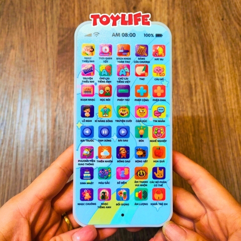 Đồ chơi điện thoại thông minh tiếng việt có đèn nhạc tặng kèm sạc cho bé điện thoại di động mô hình giáo dục TOYLIFE
