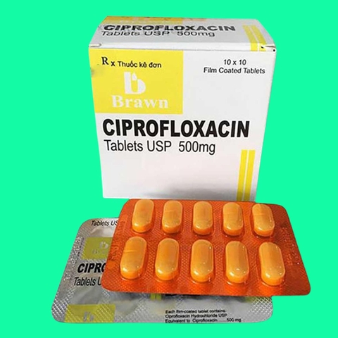 ciprofloxacin hộp 100 viên brawn ấn độ hạn 11/26