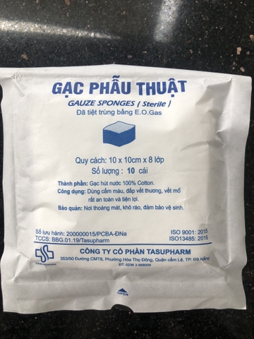 TANA  Gạc phẫu thuật 10cm x 10cm x 8 lớp