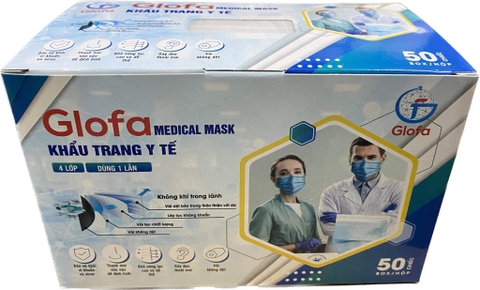Khẩu trang y tế 4 lớp trắng Glofa H/50c