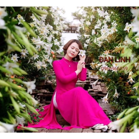 Áo dài trơn màu hồng sen - Áo Dài Đan Linh